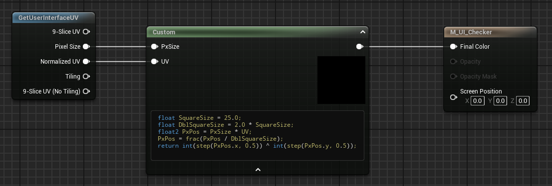 Material node showing a checkerboard-material